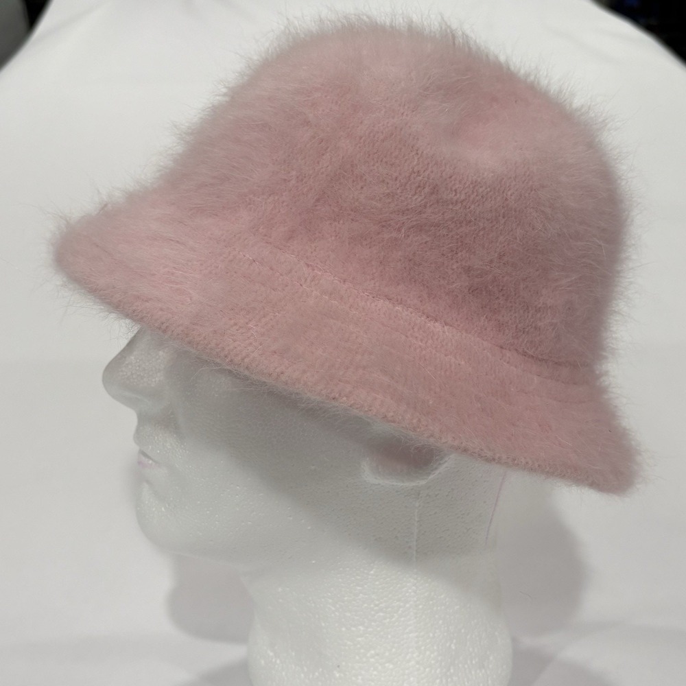 Vintage DNY Pink Angora Nylon Retro Bucket Hat Fuzzy Classic Baby Girl Throwback